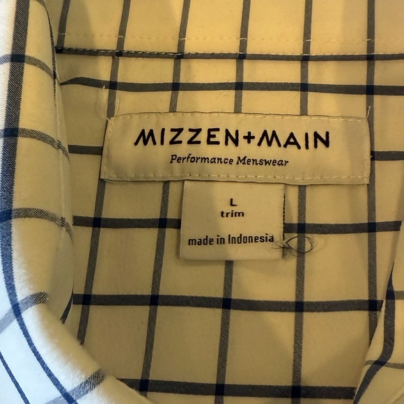 Mizzen+Main White Navy Windowpane Leeward Dress Shirt - Large - Picture 3 of 6